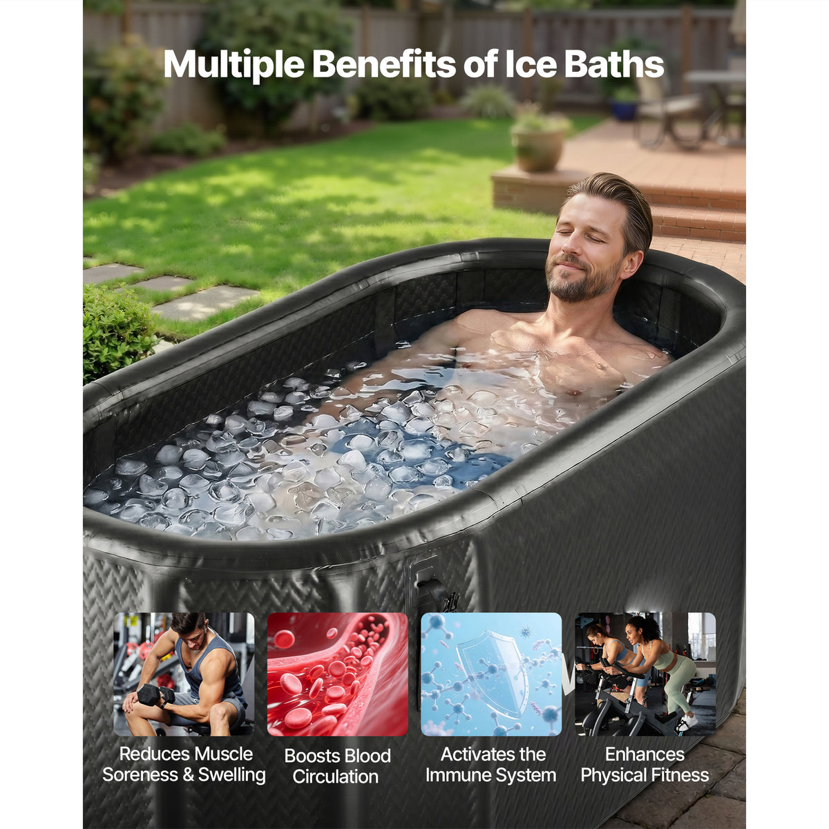 PulsePod™ 2.0 Pro Inflatable Cold Plunge Tub | 830L Chiller-Ready Full-Body Ice Bath